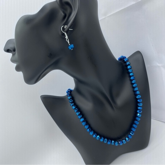 Faceted Rondelles Bead Necklace with Earrings Set - Picture 1 of 8